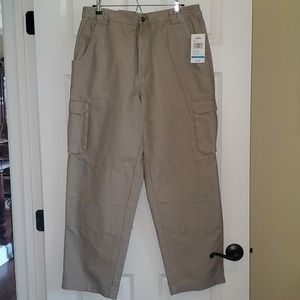 Cabelas Casual Mens Size 36x30 Khaki Flat Front Trail Hiker Pants NEW